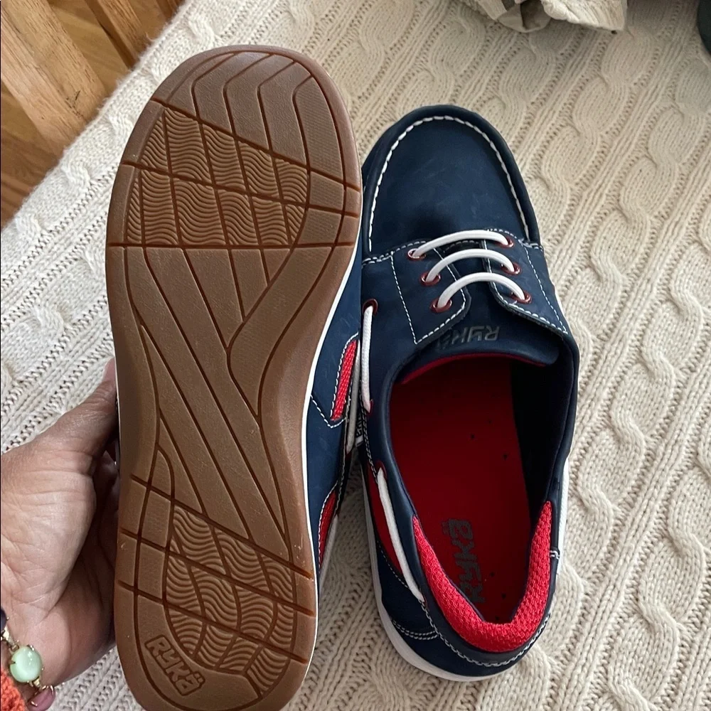 NWOT Ryka Chatham nubuck leather slip-on boat/deck shoes navy 8W